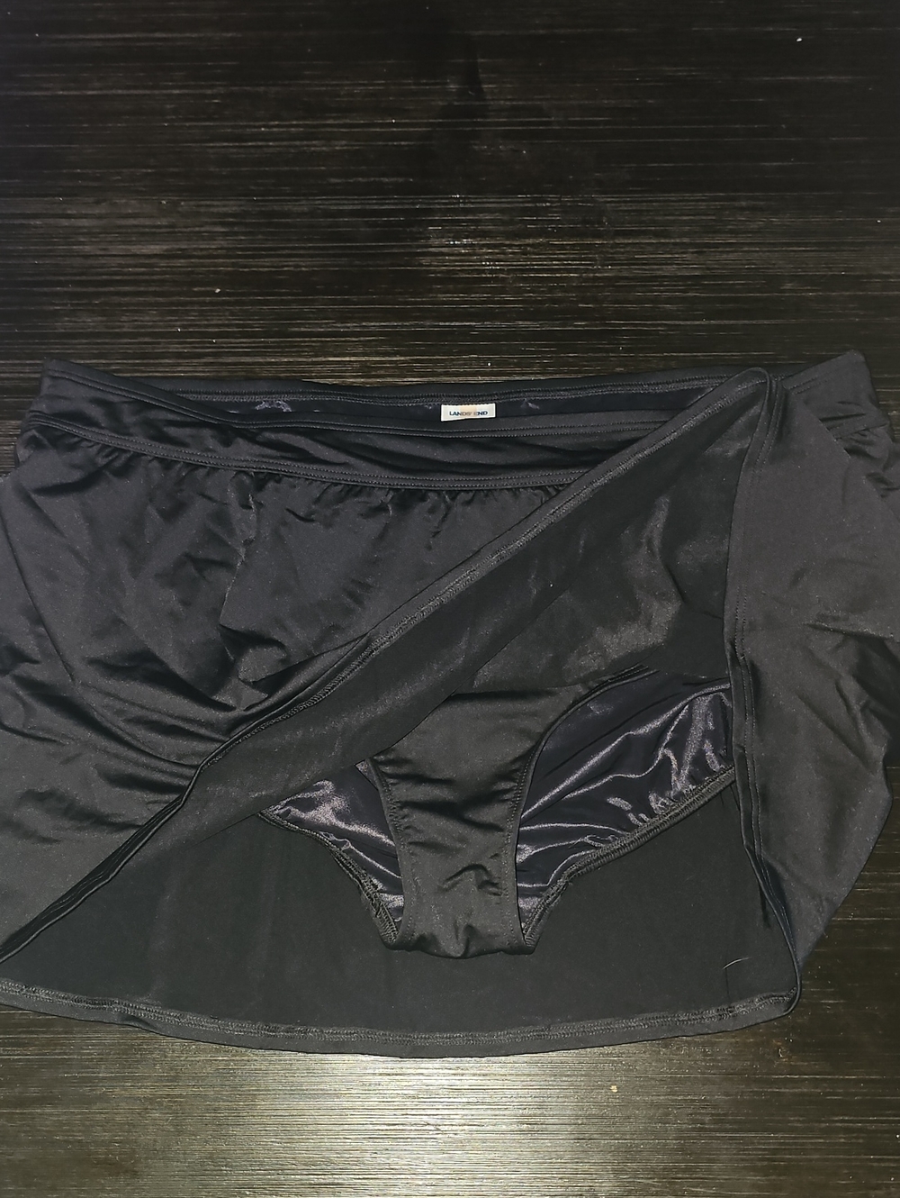 Lands' End Black Swim Skirt with Built-In Liner